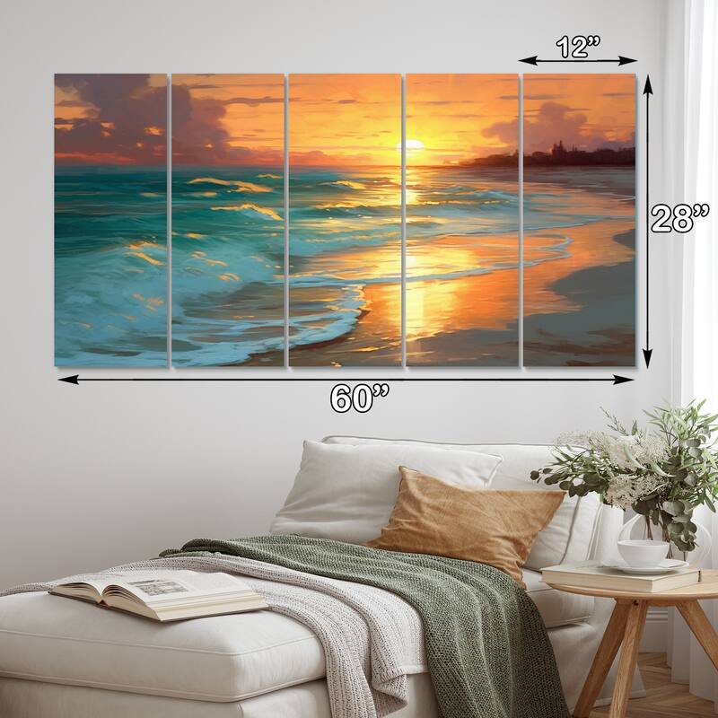 Designart "Sand and Blue Caribbean Sea IX" Nautical & Beach Multipanel